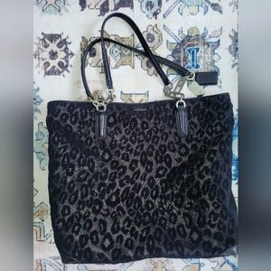 RARE COACH MADISON CHENILLE OCELOT NORTH/SOUTH TOTE (F26639)
